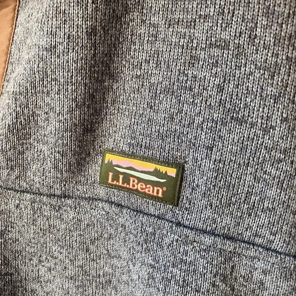 LL Bean Mens Sweater Fleece Pullover Jacket Blue 1/4 Snap Slightly Fitted XXLT - Picture 2 of 14